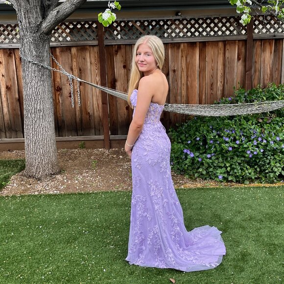 Lilac Strapless Sherri Hill Prom Dress 54227 - Picture 4 of 5
